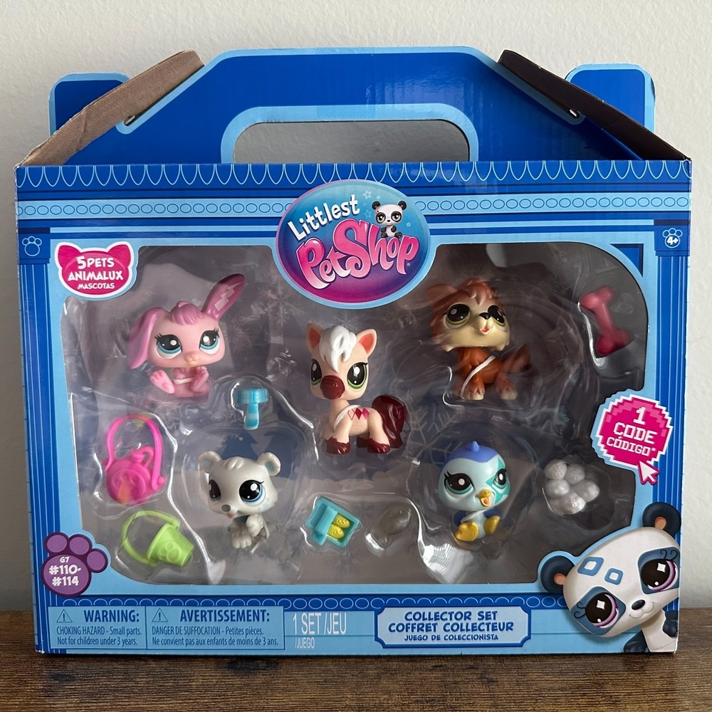 New Littlest Pet Shop LPS Winter 5 Figure Set 7 Accessories Horse Wolf Bear